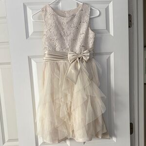 Rare Editions Cream Lace and Tulle Kids Dress
